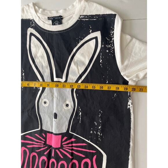 Zara Luis Vidal Rabit Graphic T- Shirt S White Art Deco Artsy Short Sleeve - Picture 4 of 10